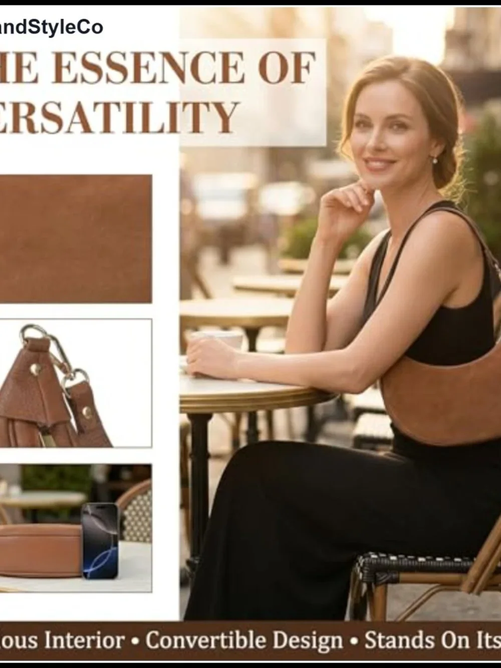 Genuine Leather Crescent Hobo Bag Convertible Crossbody Purse